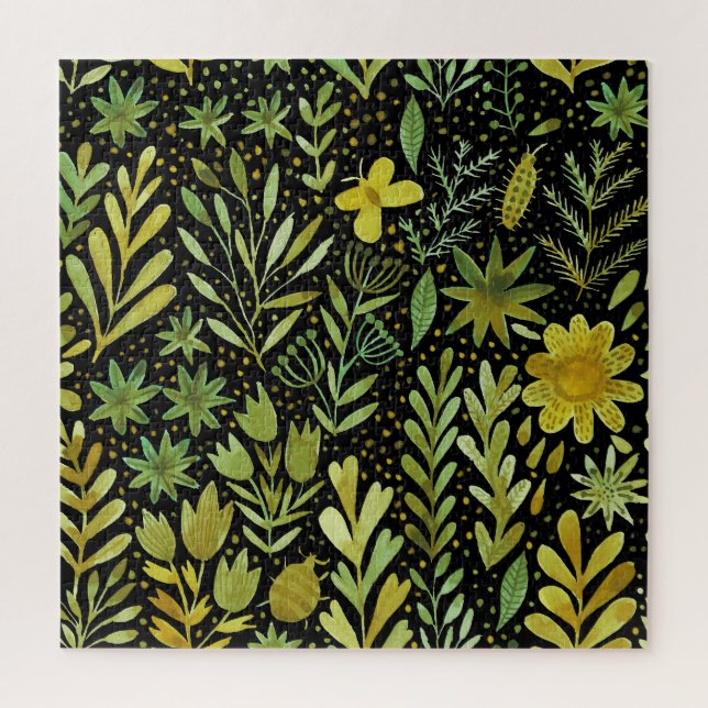 Puzzle Élégance florale : Motif d'aquarelle Vintage (Vertical)