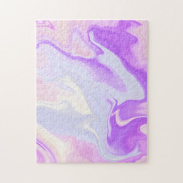 Puzzle Élégant Aquarelle Abstraite Bleu Violet Blanc (Vertical)