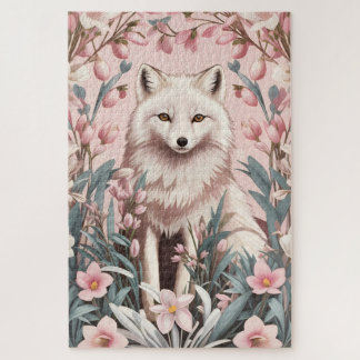 Puzzle Elegant Arctic Fox Pink Floral
