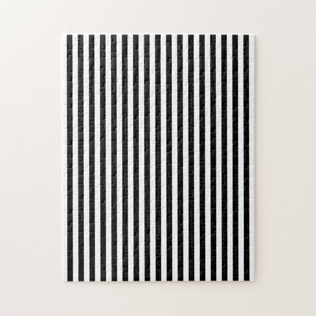 Puzzle Elegant Black White Vertical Lines Geometric (Vertical)