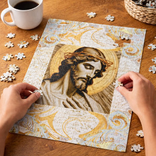 Puzzle Elégant Blanc & Or Jésus Inspirationnel chrétien