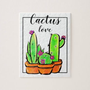 Puzzle Elégant boho rose fleurs cactus succulents