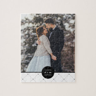 Puzzle Elégant cadre rond Monogramme photo