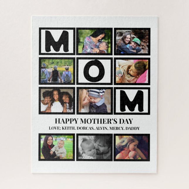 Puzzle Elégant Custom Happy Mothers Day 9 Photo Collage (Vertical)