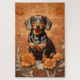 Puzzle Elégant Dachshund Et Marigolds