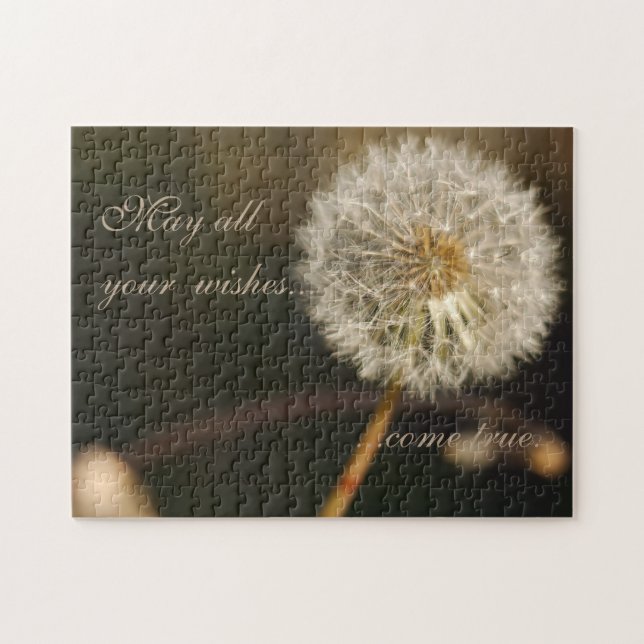 Puzzle Elegant Dandelion Flower & Wish Quote (Horizontal)