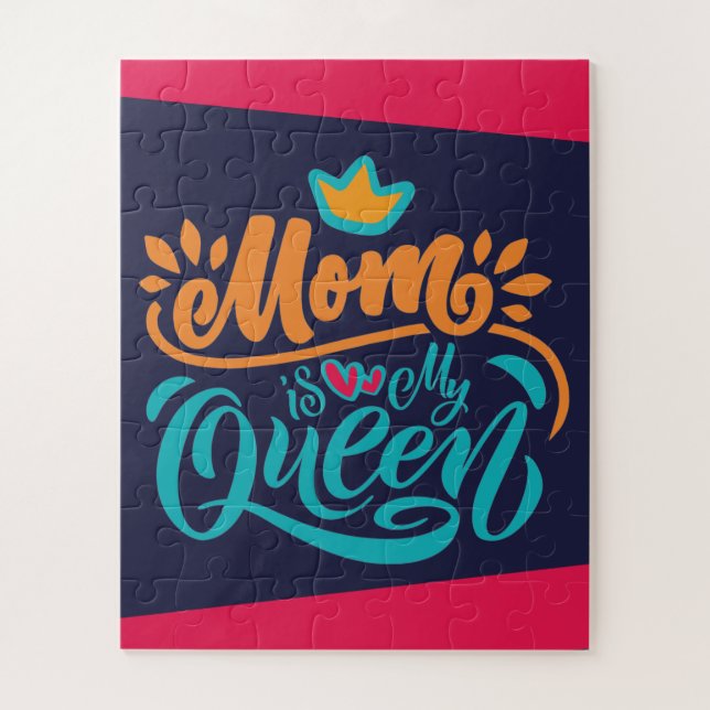 Puzzle Elegant Design Typografy Maman Is My Queen (Vertical)