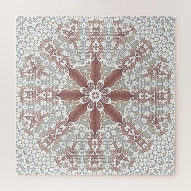 Puzzle élégant en dentelle blanche florale (Horizontal)