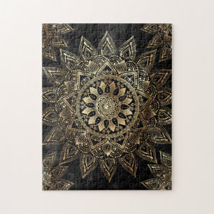 Puzzle Elégant Gold Mandala Black Design