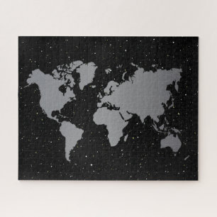 Puzzle Elégant Gris & Noir Star de nuit Galaxy & World Ma