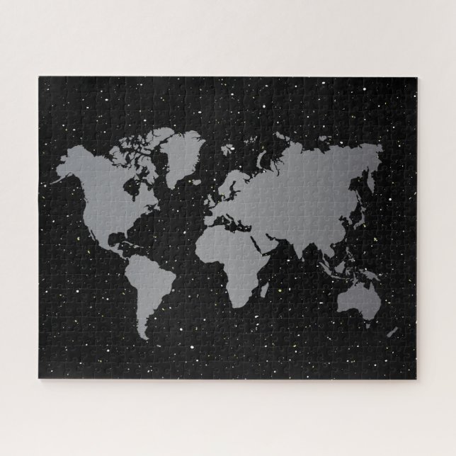 Puzzle Elégant Gris & Noir Star de nuit Galaxy & World Ma (Horizontal)