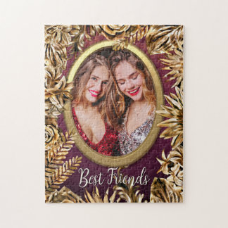 Puzzle Elégant Luxe Gold Flowers Ajouter Votre Photo Pers