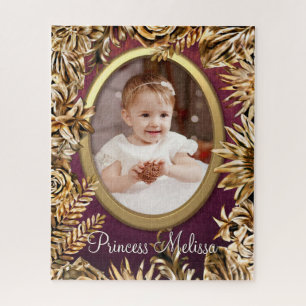 Puzzle Elégant Luxe Gold Flowers Ajouter Votre Photo Pers