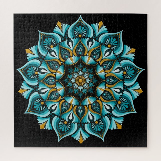 Puzzle Elégant Mandala bleu | Boho de géométrie sacrée |  (Vertical)