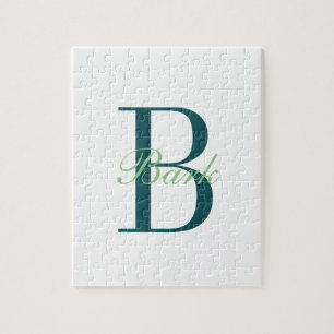 Puzzle Élégant Monogramme blanc et vert