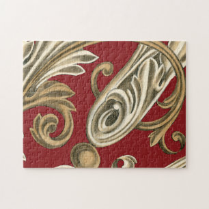 Puzzle Elégant Motif Botanique avec Foliage Tan