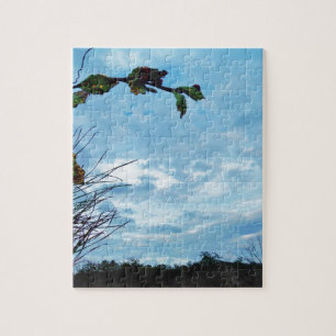 Puzzle Élégant Noël Holly, ciel bleu