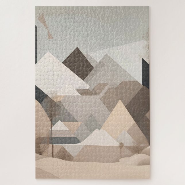 Puzzle Elégant paysage Abstrait de beige noir (Vertical)