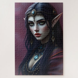 Puzzle Elégant Portrait d'elfe foncé - Art d'Imaginaire m