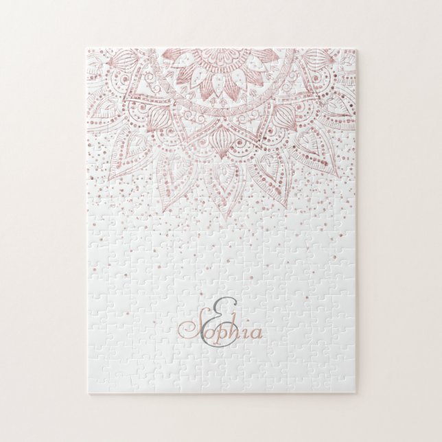 Puzzle Elégant Rose Gold Dots Mandala (Vertical)