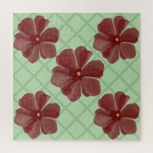 Puzzle Élégant treillis floral et vert sauge de Bourgogne