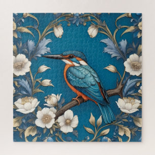 Puzzle Élégant turquoise Kingfisher Bird Floral
