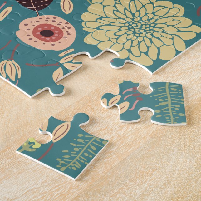 Puzzle Élégant vert Turquoise rose floral motif (Côté)