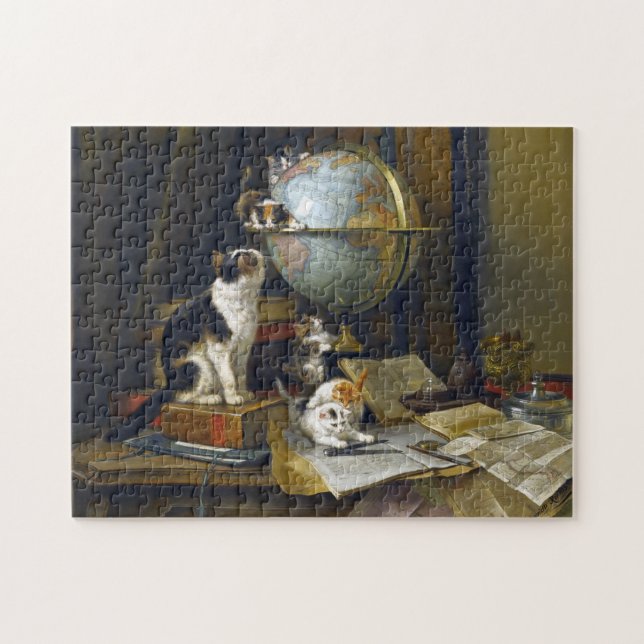 Puzzle Elegant Vintage Cats Mother Cat & Cute Kittens    (Horizontal)