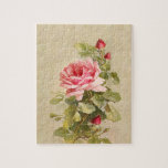 Puzzle Elegant Vintage Pink Roses<br><div class="desc">Jolie pulvérisation d'élégantes roses vintages et roses aux tons chauds sur arrière - plan artisanal peint.</div>