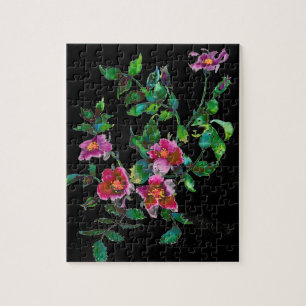 Puzzle Elégante couleur magenta rose fleurons rose