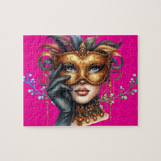 Puzzle Elégante Dame Mascarade, Masque Or (Horizontal)