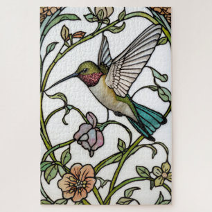 Puzzle Élégante illustration de colibri botanique boho ch