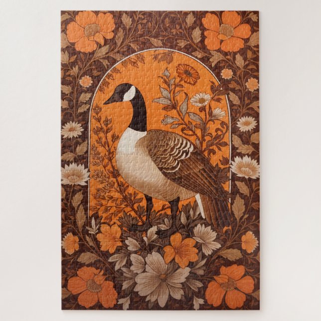 Puzzle Élégante oie canadienne inspirée de William Morris (Vertical)