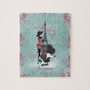 Puzzle Élégante silhouette vintage de poule filles