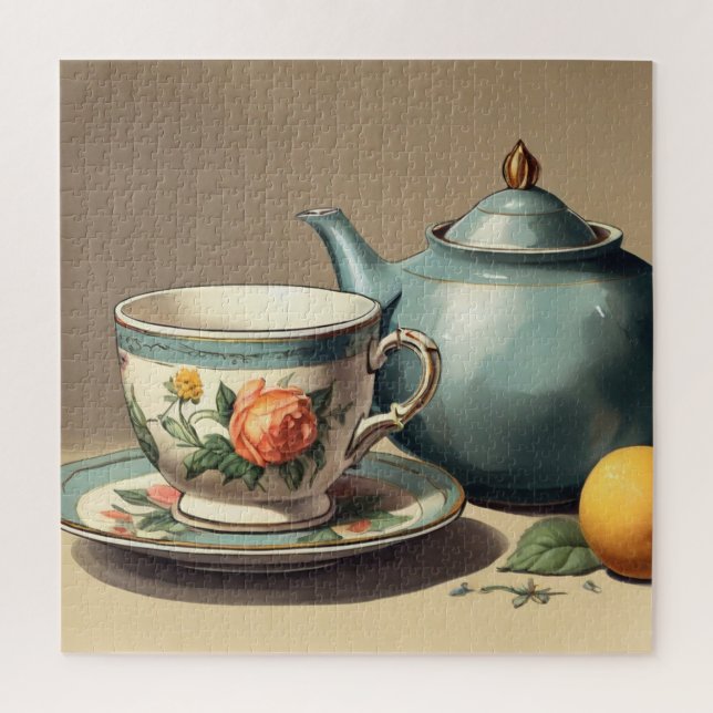 Puzzle Elégante Teacup Vintage et théière (Vertical)