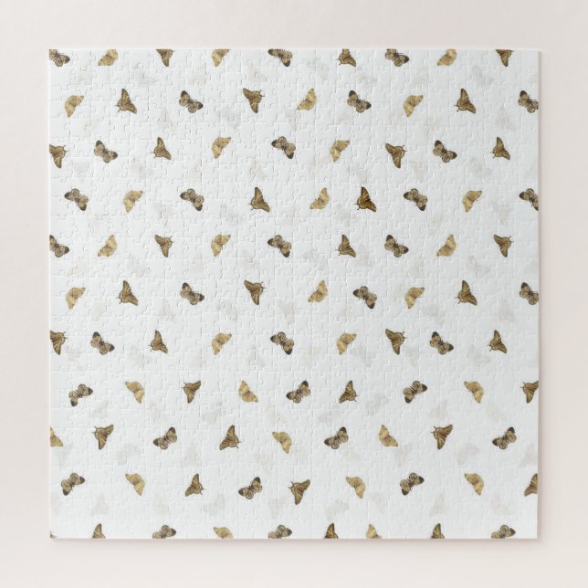 Puzzle Élégants papillons blancs en or (Vertical)