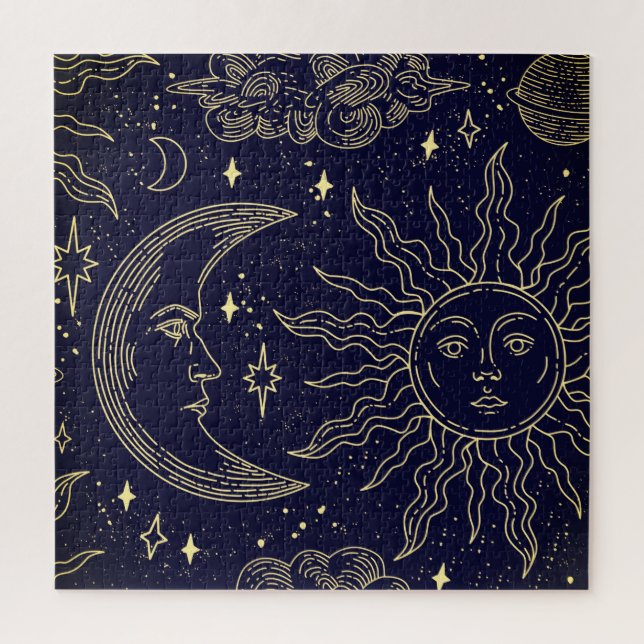 Puzzle Eléments magiques Motifs sans couture Style linéai (Vertical)