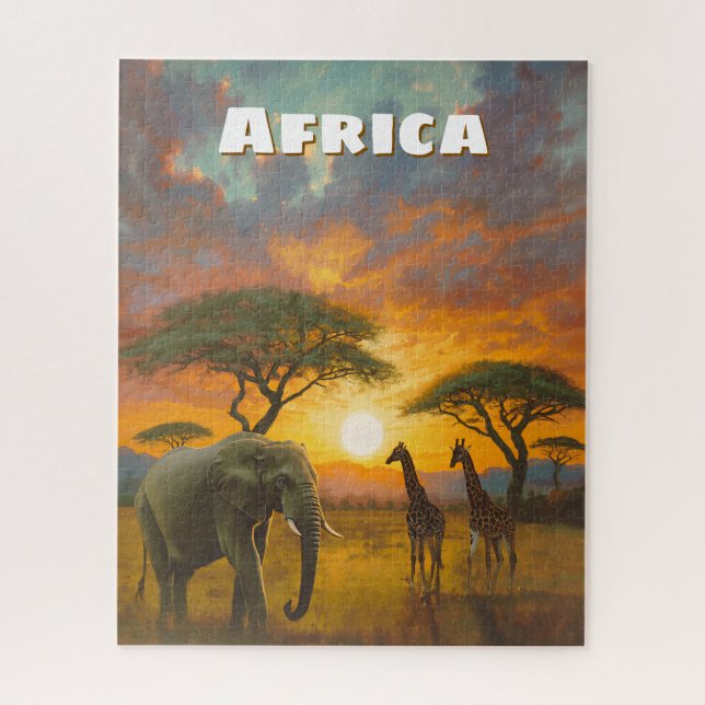 Puzzle Éléphant africain inspirant Girafe Paysage (Vertical)