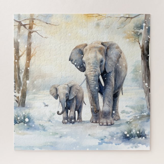 Puzzle Elephant and Baby (Vertical)