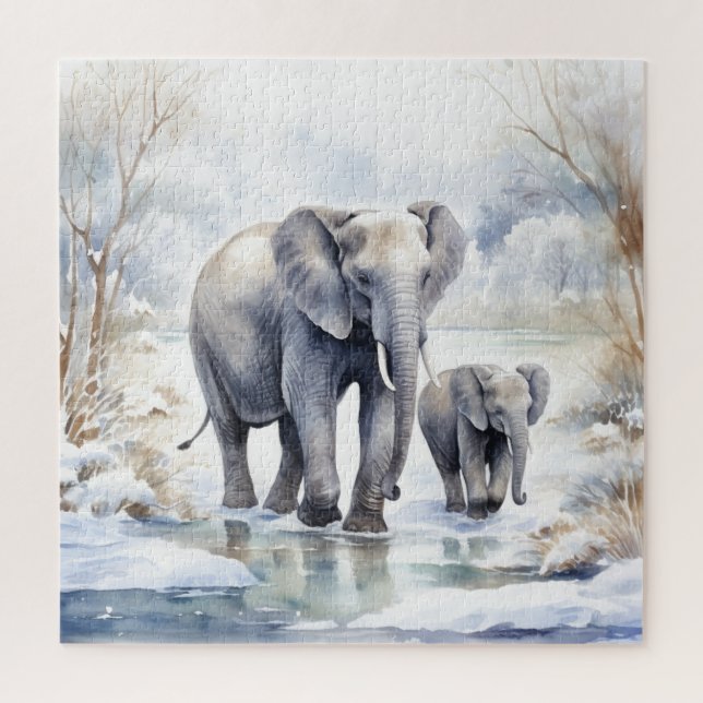 Puzzle Elephant and Baby (Vertical)