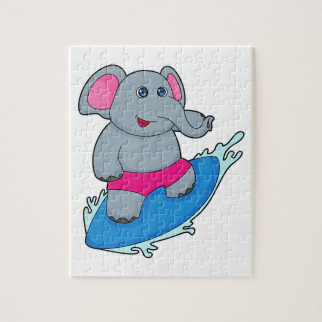 Puzzle Elephant as surfer avec surf (Vertical)