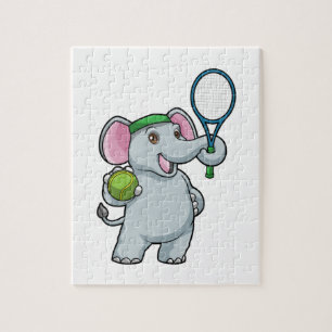 Puzzle Elephant au Tennis avec raquette de tennis