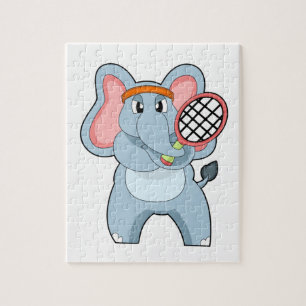 Puzzle Elephant au Tennis avec raquette de tennis