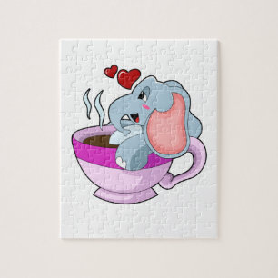 Puzzle Elephant avec la coupe du café