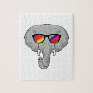 Puzzle Eléphant avec lunettes de soleil