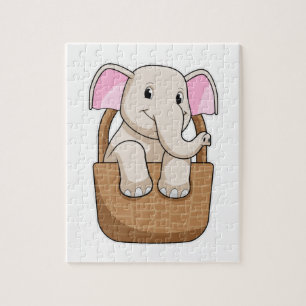 Puzzle Eléphant avec panier