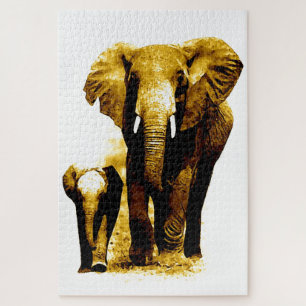 Puzzle Elephant & bébé - Animaux Art