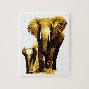Puzzle Elephant & bébé - Animaux Art