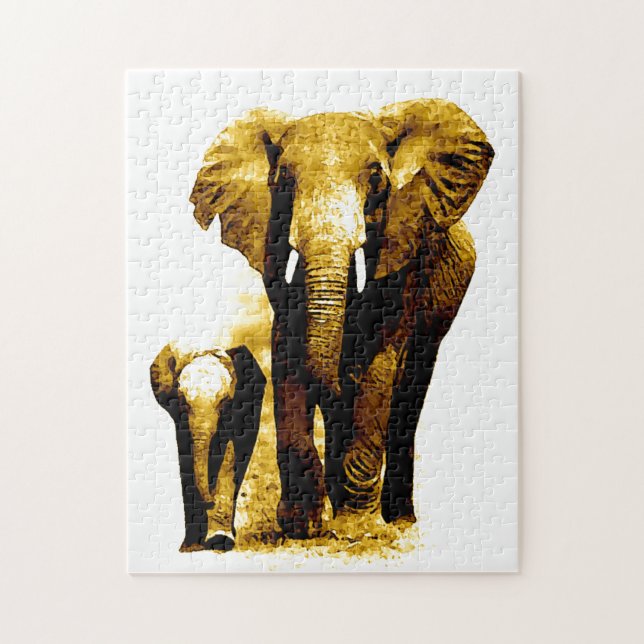 Puzzle Elephant & bébé - Animaux Art (Vertical)