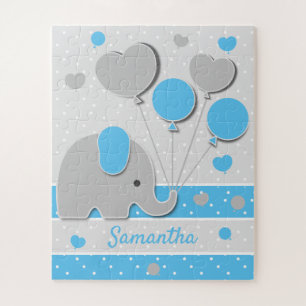 Puzzle Eléphant Bébé Bleu Cute